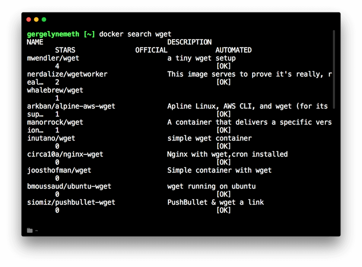 docker search wget